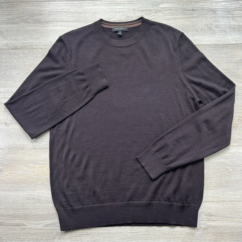 Banana Republic Medium Chocolate Brown Merino Wool Crew Neck Sweater